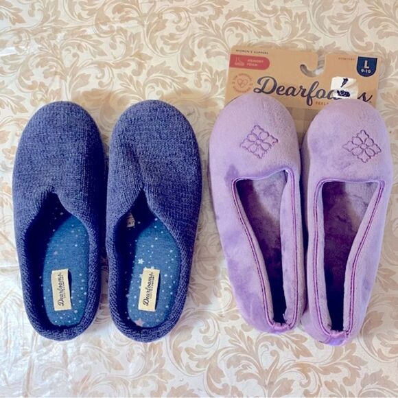 Dear foam Slippers 1-New Lavender 1-Pre-owned Blue Sz Large 9-10 Gorgeous - Picture 2 of 3